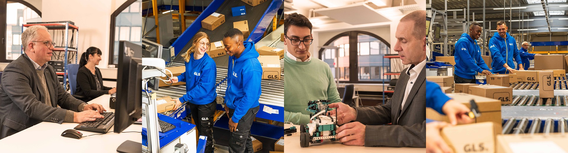 Work situations at GLS in the office or in operation