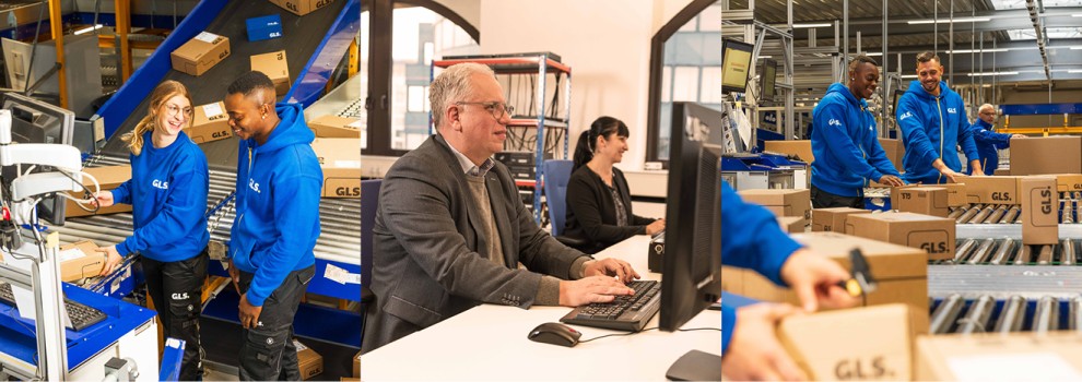 Work situations at GLS in the office or in operation